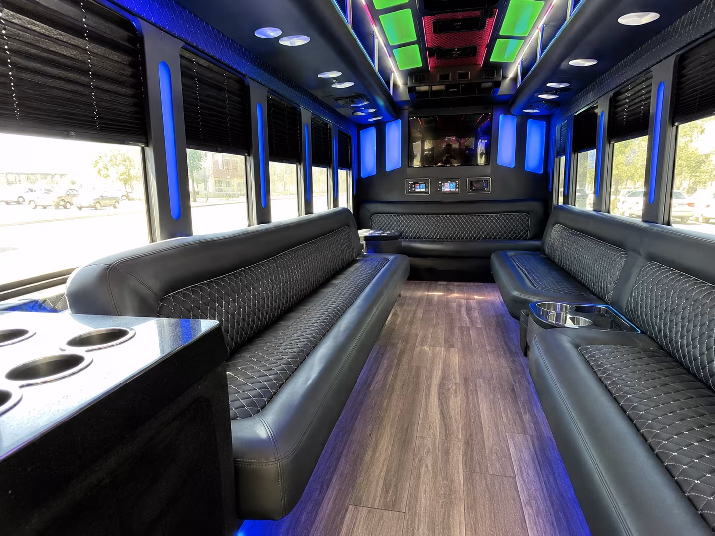 shawnee 15 passenger party bus inside