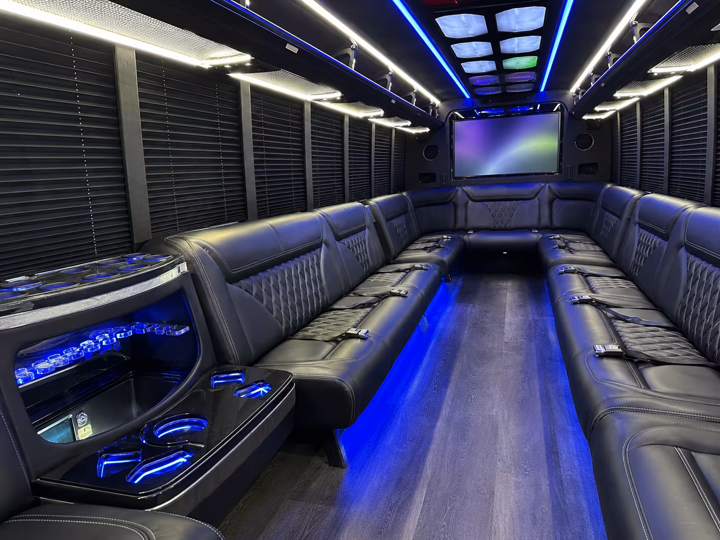 shawnee 20 passenger party bus inside